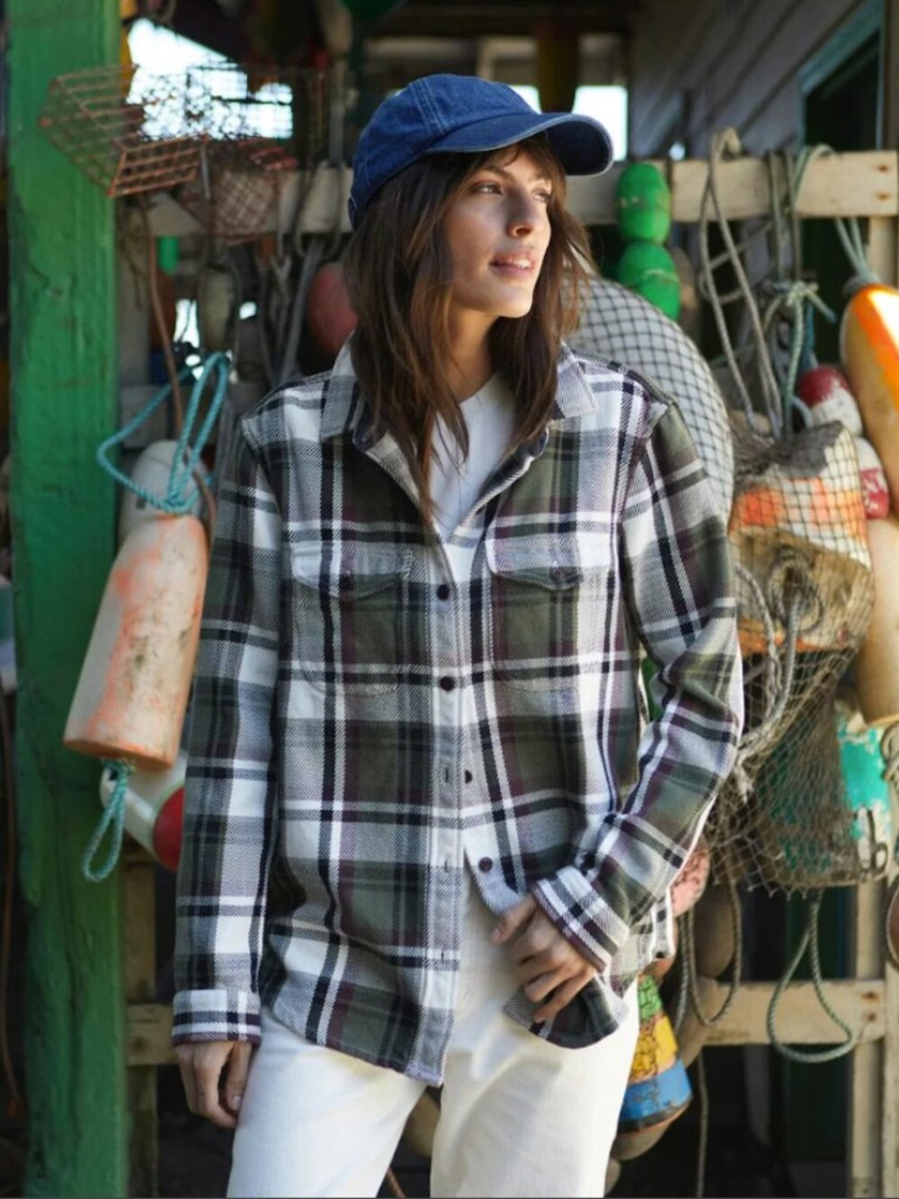 Outerknown Flannel Blanket Shirt Faded Olive Overshirt Soft Breathable Organic